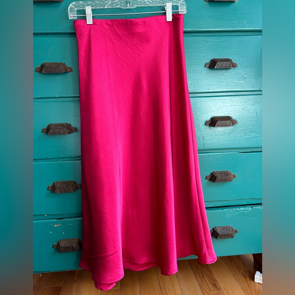 Satin A-Line Midi Skirt